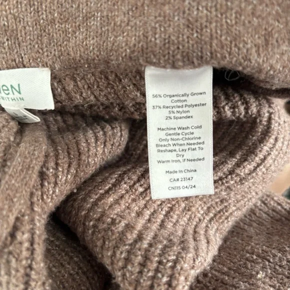 Haven Well Within Women's Size Small Brown Organic Cotton Blend Ribbed Joggers - Picture 3 of 7